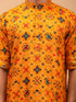 Vastramay Men's Yellow Printed Rayon Kurta