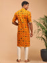 Vastramay Men's Yellow Printed Rayon Kurta With Pant Set