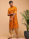 Vastramay Men's Yellow Printed Rayon Kurta With Patiala Set