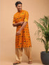Vastramay Men's Yellow Printed Rayon Kurta With Patiala Set
