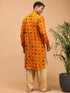 Vastramay Men's Yellow Printed Rayon Kurta With Patiala Set