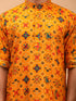 Vastramay Men's Yellow Printed Rayon Kurta With Patiala Set