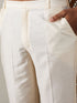 Vastramay Men's Black Foil Printed Kurta With Cream Pant Style Pyjama Set
