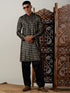 Vastramay Men's Black Foil Printed Kurta With Patiala Set