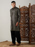 Vastramay Men's Black Foil Printed Kurta With Patiala Set