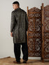 Vastramay Men's Black Foil Printed Kurta With Patiala Set