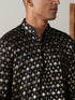 Vastramay Men's Black Foil Printed Kurta With Patiala Set