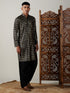 Vastramay Men's Black Foil Printed Kurta With Patiala Set