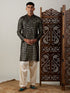 Vastramay Men's Black Foil Printed Kurta With Cream Patiala Set