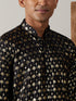 Vastramay Men's Black Foil Printed Kurta With Cream Patiala Set