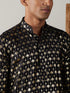 Vastramay Men's Black Foil Printed Kurta With Cream Pyjama Set