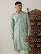 Vastramay Men's Light Green Foil Printed Kurta