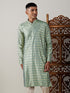 Vastramay Men's Light Green Foil Printed Kurta