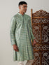 Vastramay Men's Light Green Foil Printed Kurta