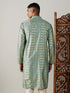Vastramay Men's Light Green Foil Printed Kurta