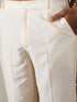 Vastramay Men's Light Green Foil Printed Kurta With Cream Pant Style Pyjama Set