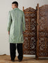 Vastramay Men's Light Green Foil Printed Kurta With Black Patiala Set