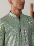 Vastramay Men's Light Green Foil Printed Kurta With Black Patiala Set