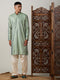 Vastramay Men's Light Green Foil Printed Kurta With Cream Patiala Set