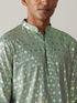Vastramay Men's Light Green Foil Printed Kurta With Cream Patiala Set