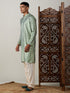 Vastramay Men's Light Green Foil Printed Kurta With Cream Patiala Set