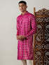 Vastramay Men's Dark Pink Foil Printed Kurta - 38 (Medium) / Pink