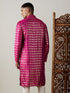 Vastramay Men's Dark Pink Foil Printed Kurta - 38 (Medium) / Pink