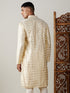 Vastramay Men's Gold Foil Printed Kurta