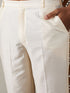 Vastramay Men's Gold Foil Printed Kurta With Cream Pant Style Pyjama Set