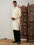 Vastramay Men's Gold Foil Printed Kurta With Black Patiala Set