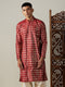 Vastramay Men's Maroon Foil Printed Kurta