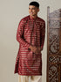 Vastramay Men's Maroon Foil Printed Kurta