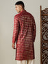 Vastramay Men's Maroon Foil Printed Kurta