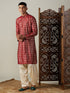 Vastramay Men's Maroon Foil Printed Kurta