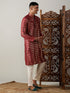Vastramay Men's Maroon Foil Printed Kurta With Cream Pant Style Pyjama Set