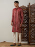 Vastramay Men's Maroon Foil Printed Kurta With Cream Pant Style Pyjama Set