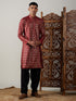 Vastramay Men's Maroon Foil Printed Kurta With Black Patiala Set