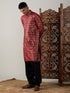 Vastramay Men's Maroon Foil Printed Kurta With Black Patiala Set