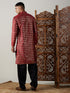 Vastramay Men's Maroon Foil Printed Kurta With Black Patiala Set