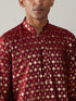 Vastramay Men's Maroon Foil Printed Kurta With Black Patiala Set