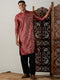 Vastramay Men's Maroon Foil Printed Kurta With Black Patiala Set
