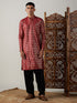 Vastramay Men's Maroon Foil Printed Kurta With Black Patiala Set