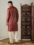 Vastramay Men's Maroon Foil Printed Kurta With Cream Patiala Set