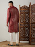 Vastramay Men's Maroon Foil Printed Kurta With Cream Pyjama Set