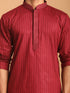 Vastramay Men's Maroon Cotton Blend Solid Kurta