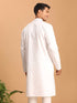 Vastramay Men's White Cotton Blend Solid Kurta