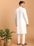 Vastramay Men's White Cotton Blend Solid Kurta with White Pant Set