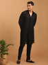 Vastramay Men's Black Sequined Front Open Georgette Kurta With Pant