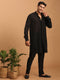 Vastramay Men's Black Sequined Front Open Georgette Kurta With Pant