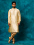 Vastramay Men's Gold And Rose Gold Silk Blend Kurta Pyjama Set
